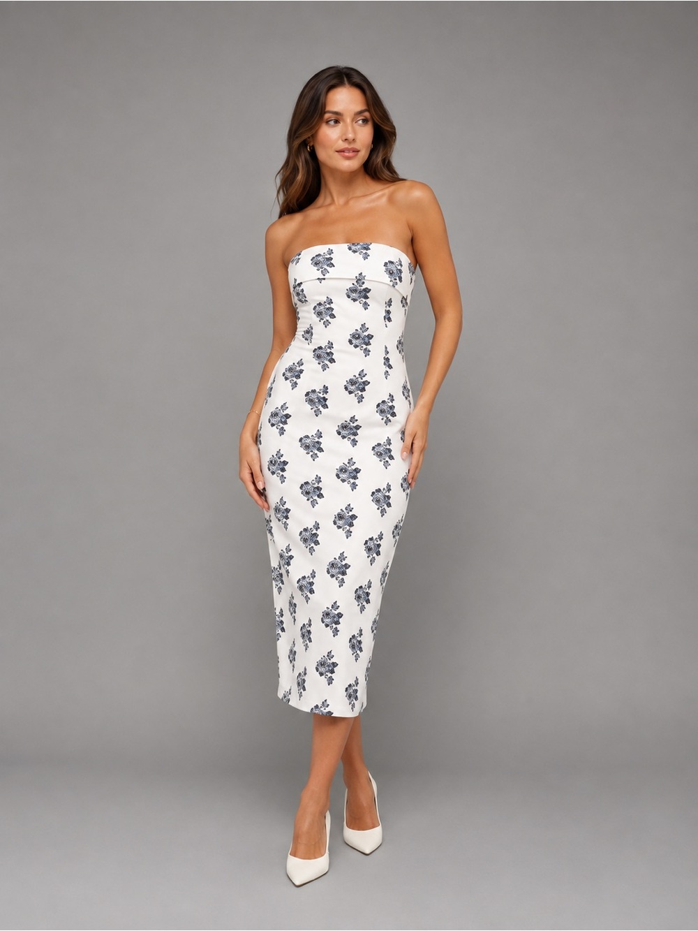 Petal & Pup Toni Floral Strapless Midi Dress B581 - Picture 1 of 6